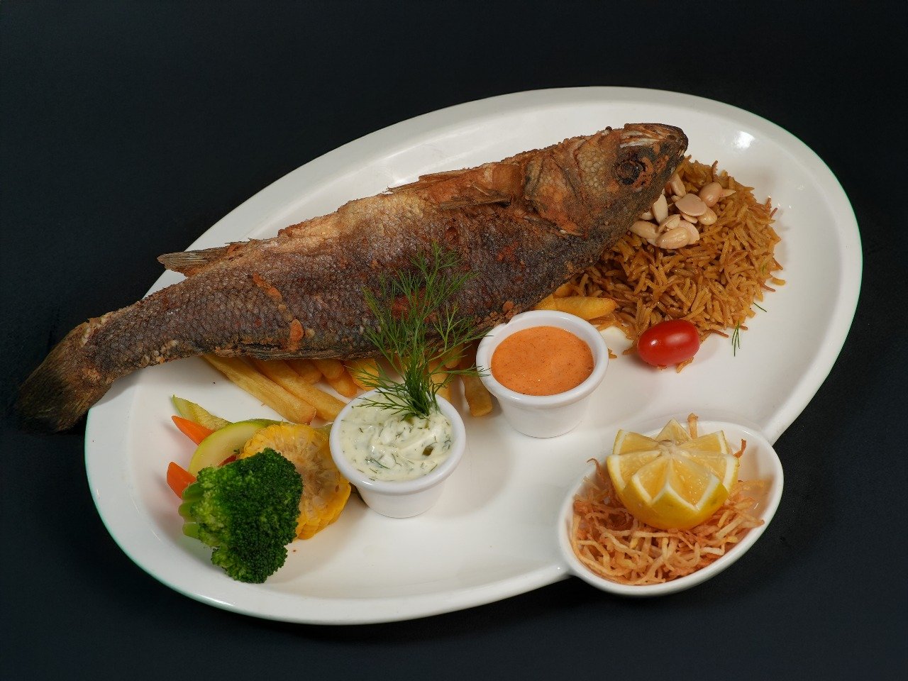 سمك سيباس مقلي